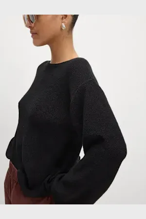 Marks & Spencer Womens Cotton Blend Textured Crew Neck Jumper