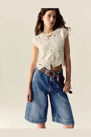 Per Una Womens Denim High Waisted Bermuda Shorts