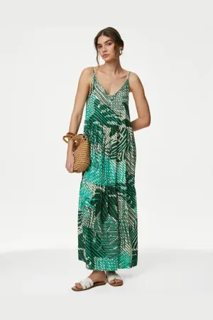 Marks & Spencer Womens Printed V-Neck Midaxi Beach Dress