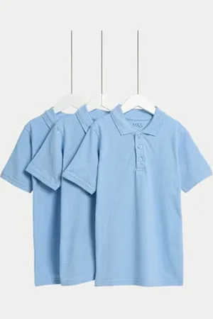 Marks & Spencer Unisex,Boys,Girls 3pk Unisex Stain Resist Slim Fit School Polo Shirts (2-18 Yrs)