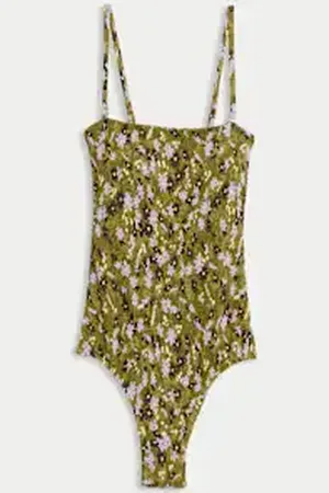 Marks & Spencer Womens Floral Shirred Padded Bandeau Swimsuit