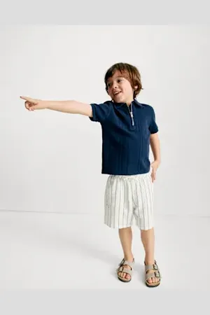 Marks & Spencer Boys Linen Rich Striped Shorts (2-8 Yrs)