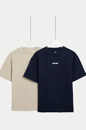 Marks & Spencer Boys 2pk Pique Future Trailblazer T-Shirts (2-16 Yrs)