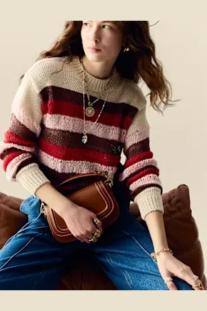 Per Una Womens Cotton Blend Striped Cropped Jumper