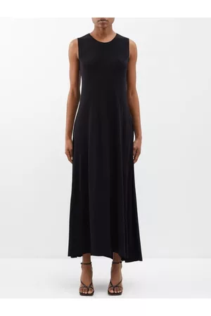 Norma Kamali Women Maxi Dresses - Round-neck Jersey Maxi Swing Dress - Womens - Black