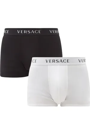 White Medusa-jacquard cotton-blend jersey boxer briefs, Versace