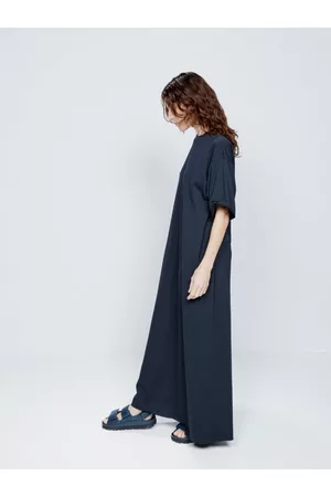 Raey Women Maxi Dresses - Recycled-yarn Cotton-blend Maxi T-shirt Dress - Womens - Navy