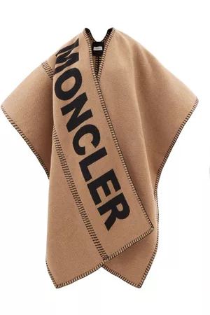 Moncler Women Jackets - Logo-intarsia Wool-blend Shawl - Womens