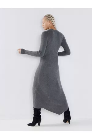 Raey Women Casual Dresses - Recycled-cashmere Blend Ribbed Fishtail Dress - Womens - Charcoal