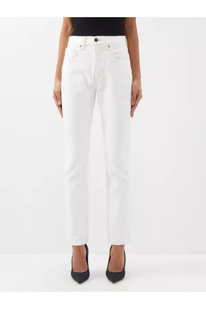WARDROBE.NYC Women High Waisted Jeans - High-rise Slim-leg Jeans - Womens - White