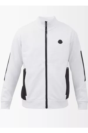 Moncler Men Sports Jackets - Zipped Jersey Track Jacket - Mens - White