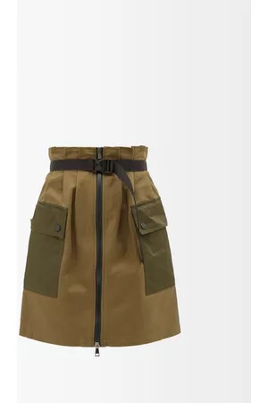 Moncler Cargo-pocket Belted Cotton-blend Gabardine Skirt - Womens - Khaki