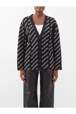 Balenciaga V-neck Logo-jacquard Cardigan - Womens