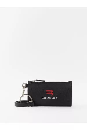 Balenciaga Men Wallets - Cash Zipped Leather Cross-body Cardholder - Mens - Black