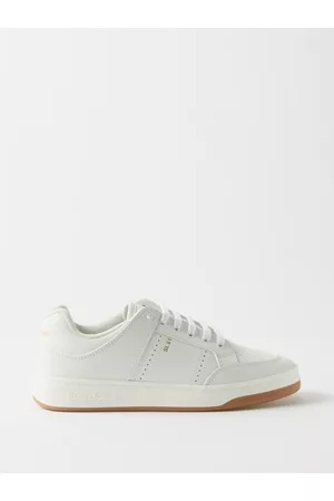 Saint Laurent Men Basketball Sneakers & Shoes - Logo-print Leather Trainers - Mens - White