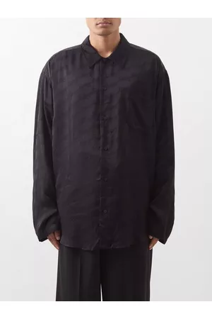 Balenciaga Bb-jacquard Silk-satin Shirt - Mens