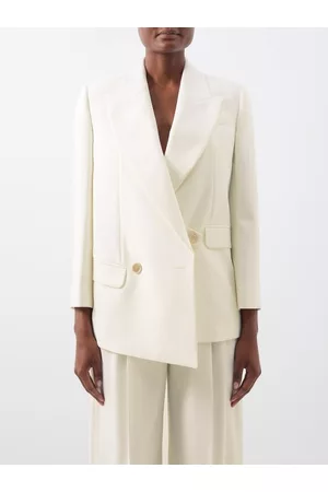Alexander McQueen Women Oversized Jackets - Oversized-shoulder Wool Suit Jacket - Womens - Ivory