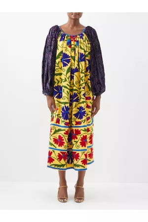 Rianna + Nina Women Vintage Dresses - Souzani-embroidered Vintage Cotton And Silk Dress - Womens - Multi