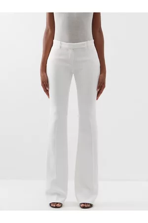 Alexander McQueen Women Formal Pants - Flared Crepe Tailored Trousers - Womens - Ivory