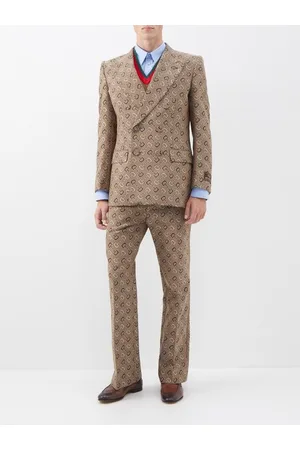 Gucci Gg Monogram Single Breasted Suit Jacket in Natural for Men