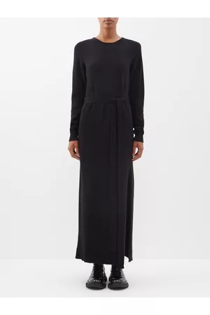 Raey Responsible Cashmere-blend Thigh-split Dress - Womens - Black