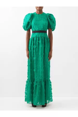 Erdem Women Printed Dresses - Cybill Floral-embroidered Silk Gown - Womens - Green