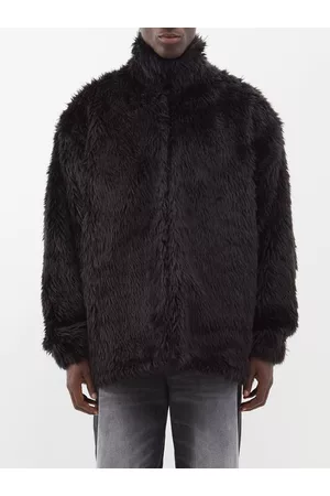 Balenciaga Men Jackets - Zipped Faux-fur Jacket - Mens - Black