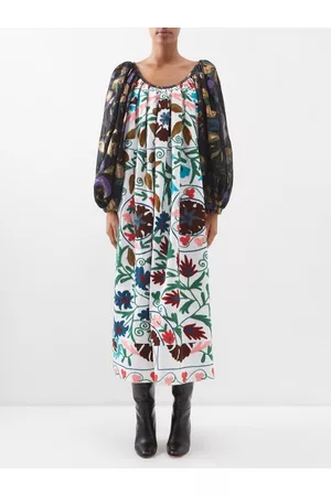 Rianna + Nina Souzani-embroidered Vintage Cotton And Silk Dress - Womens - Multi