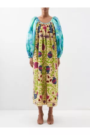 Rianna + Nina Souzani-embroidered Vintage Cotton And Silk Dress - Womens - Multi
