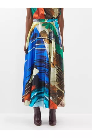 Roksanda Stained-glass High-waist Silk-satin Skirt - Womens - Multi