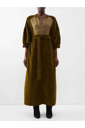 WIGGY KIT New Market Cotton-corduroy Dress - Womens - Olive