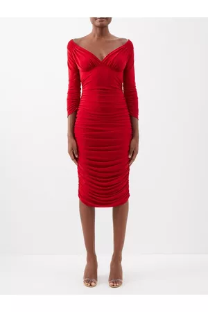 Norma Kamali Tara Ruched Stretch-jersey Dress - Womens - Red