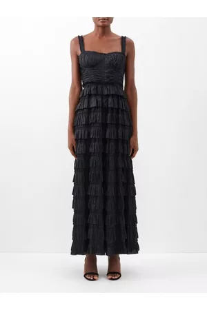 ULLA JOHNSON Women Evening Dresses & Gowns - Camille Plissé Satin Gown - Womens - Black