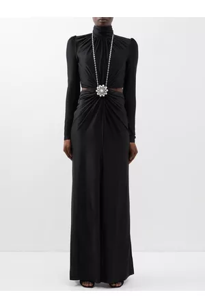 Paco rabanne High-neck Cutout Jersey Gown - Womens - Black