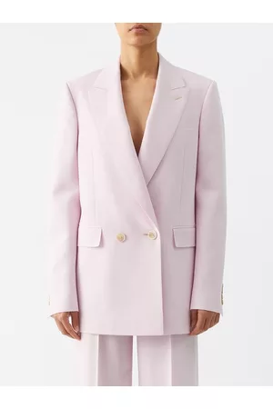 Alexander McQueen Women Jackets - Double-breasted Crepe Suit Jacket - Womens - Pale Pink