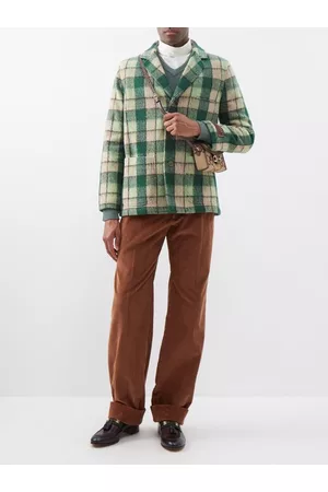 Gucci Men Jackets - Macro-check Wool-blend Jacket - Mens - Green Multi