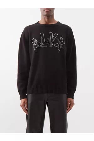 1017 ALYX 9SM Men Sports Hoodies - Double Logo-print Cotton-jersey Sweatshirt - Mens - Black