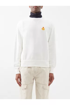Isabel Marant Men Sports Hoodies - Mike Flocked-logo Cotton-blend Sweatshirt - Mens - White