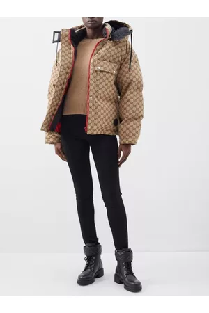 Gucci Women Lightweight Coats - GG-jacquard Quilted Cotton-blend Canvas Down Coat - Womens - Light Brown Multi