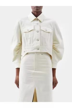 Alexander McQueen Cropped Denim Jacket - Womens - Ivory
