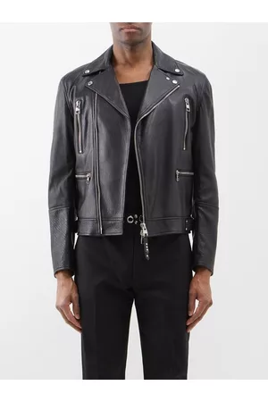 Alexander McQueen Men Leather Jackets - Essential Leather Biker Jacket - Mens - Black