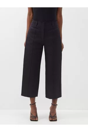 Proenza Schouler Women Formal Pants - Cropped Floral-jacquard Cotton-blend Trousers - Womens - Black