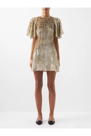 The Vampire's Wife Women Party Dresses - The Mini Midnight Tremors Devoré Mini Dress - Womens - Gold