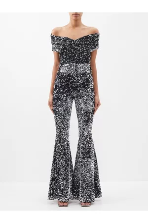 RICHARD QUINN Women Off the shoulder Jumpsuits - Sequinned Off-the-shoulder Jumpsuit - Womens - Silver