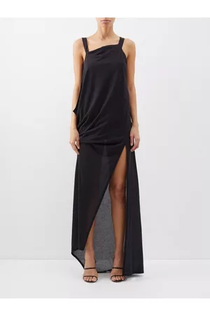 J.W.Anderson Women Asymmetrical Dresses - Asymmetric Draped Cotton-blend Gown - Womens - Black