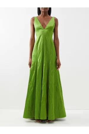 Erdem Women Evening Dresses & Gowns - Valerie V-back Satin Gown - Womens - Green