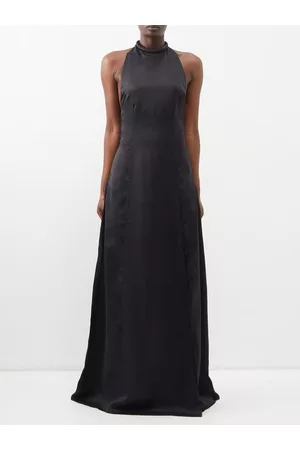 RAQUEL DINIZ Romena Halterneck Thigh-slit Crepe Dress - Womens - Black