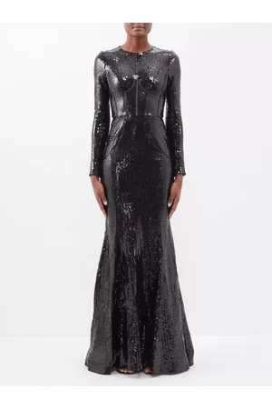 Dolce & Gabbana Women Evening dresses - Dna Corset-detail Sequinned Gown - Womens - Black