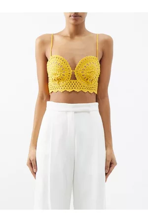 Stella McCartney Broderie Anglaise Crop Top - Womens - Yellow