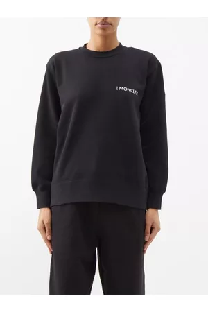 Moncler Logo-print Cotton-blend Jersey Sweatshirt - Womens - Black